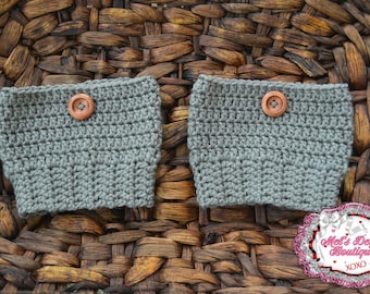 Gray crochet boot cuffs for women - handmade gifts for her - winter crochet boot accessories - ladies boot toppers