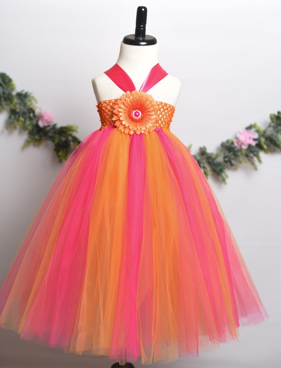 pink and orange gown