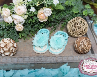 crochet baby girl sandals - crochet baby shoes - crochet baby booties in aqua - summer sandals - 0-6 month baby sandals - baby shower gift