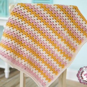Crochet baby blanket for a girl - mustard and mauve baby blanket - baby boy shower gift - stroller blanket - car seat blanket - girl blanket