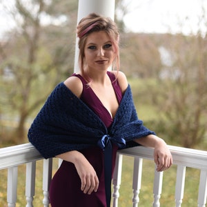 Crochet Bridal shawl - navy blue bridal wrap - Shawl for fall and winter weddings - Bridal shrug - navy blue wedding shawl - bridal wrap