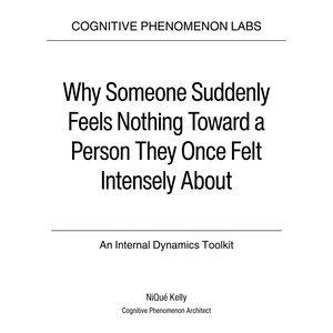 Puede incluir: Un gráfico blanco con texto negro. El texto dice: "Por qué alguien de repente no siente nada por una persona a la que una vez sintió intensamente". De Cognitive Phenomenon Labs, subtitulado "Un kit de herramientas de dinámica interna".