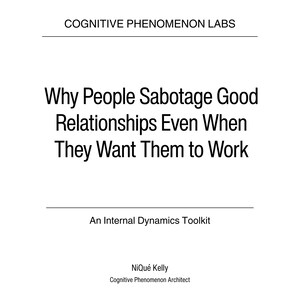 May include: White background with black text. The text reads "COGNITIVE PHENOMENON LABS" at the top. Below, the text says "Why People Sabotage Good Relationships Even When They Want Them to Work." The text "An Internal Dynamics Toolkit" is also present.