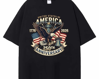 Vintage shirt VS 250e verjaardag, 1776 2026 Independence Day T-shirt, patriottische 4 juli Amerikaanse vlag T-shirt cadeau