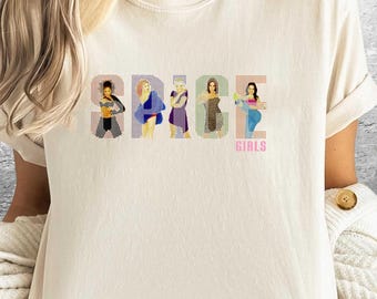 Spice Girls T-shirt, retro jaren 90 popmuziek band T-shirt, vintage fan cadeau, grafisch Spice Girls shirt, unisex muziekliefhebber top