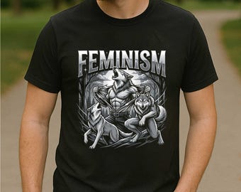Vintages Feminismus Alpha Wolf Shirt Werwolf Grafik T-Shirt | 90er Jahre Bootleg Style T-Shirt