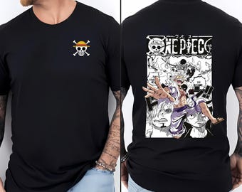 Koszulka Vintage One Piece Luffy Gear 5, koszulka z anime i mangą Straw Hat Pirates, koszulka z japońskim prezentem dla fana mangi
