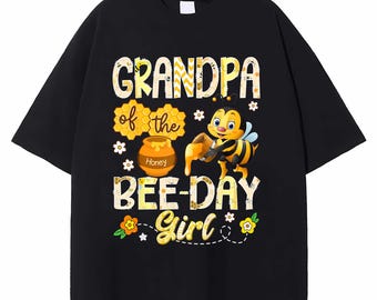 Opa van de bij-dag meisjesshirt, bij verjaardagsfeestje shirt, honingbij grootvader cadeau T-shirt, kleding familiefeest