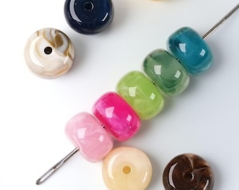 Perles de résine multicolores, 14,4 x 14,4 x 9 mm, lisses en forme d'oreiller, perles d'espacement en vrac pour la fabrication de bijoux, 100 pièces