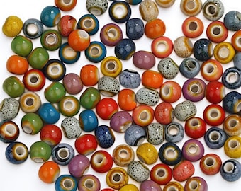 Glazed Ceramic Beads, Colorful Round Beads for Jewelry Making, Assorted DIY Craft Beads, 6mm   12 color options  20pcs