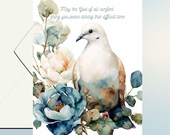 Biglietto di condoglianze con uccellino acquerello - Biglietto di condoglianze stampabile (download digitale PDF)
