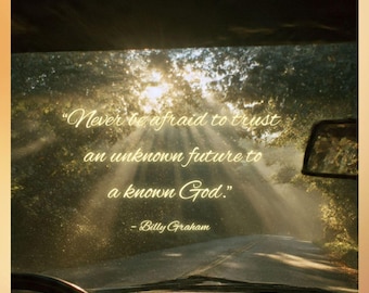 Biglietto con citazione di Billy Graham: Incoraggiamento cristiano, fede nel parabrezza (download digitale 5 x 7 in PDF/JPG/PNG)