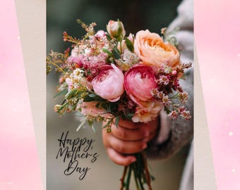 Muttertagskarte zum ausdrucken - 5x7 Grußbild für Mama, Kinderstrauß, digitaler Download