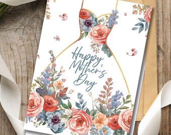 Muttertagskarte zum Ausdrucken - Boho Blumengruß zum Ausdrucken (Digital 13x20 PDF)