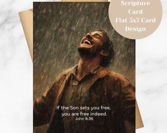 Freedom in Christ Printable Card | John 8:36 Bible Verse 5x7 Flat Christian Encouragement Card | Free Indeed Scripture PDF Download