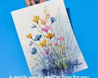 Aquarell Wildblumen Beileid Karte | Beileid, Verlust des geliebten Menschen (5x7 Digital Download)