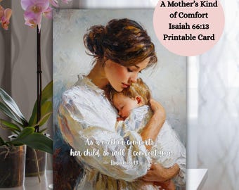 Isaiah 66:13 Comfort Card | Motherly Love Christian Sympathy Card | Bible Verse Printable 5x7 Instant Download