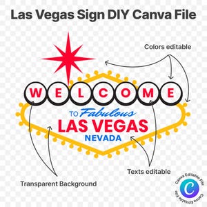 Las Vegas Sign Canva Vorlage - Bearbeitbarer, transparenter Hintergrund