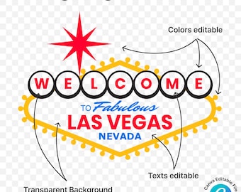 Las Vegas Sign Canva Template - Editable, Transparent Background