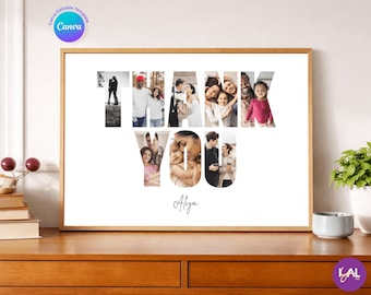 Thank You Photo Collage Printable, 8 Photo Canva Template for Teacher Gift Wall Art