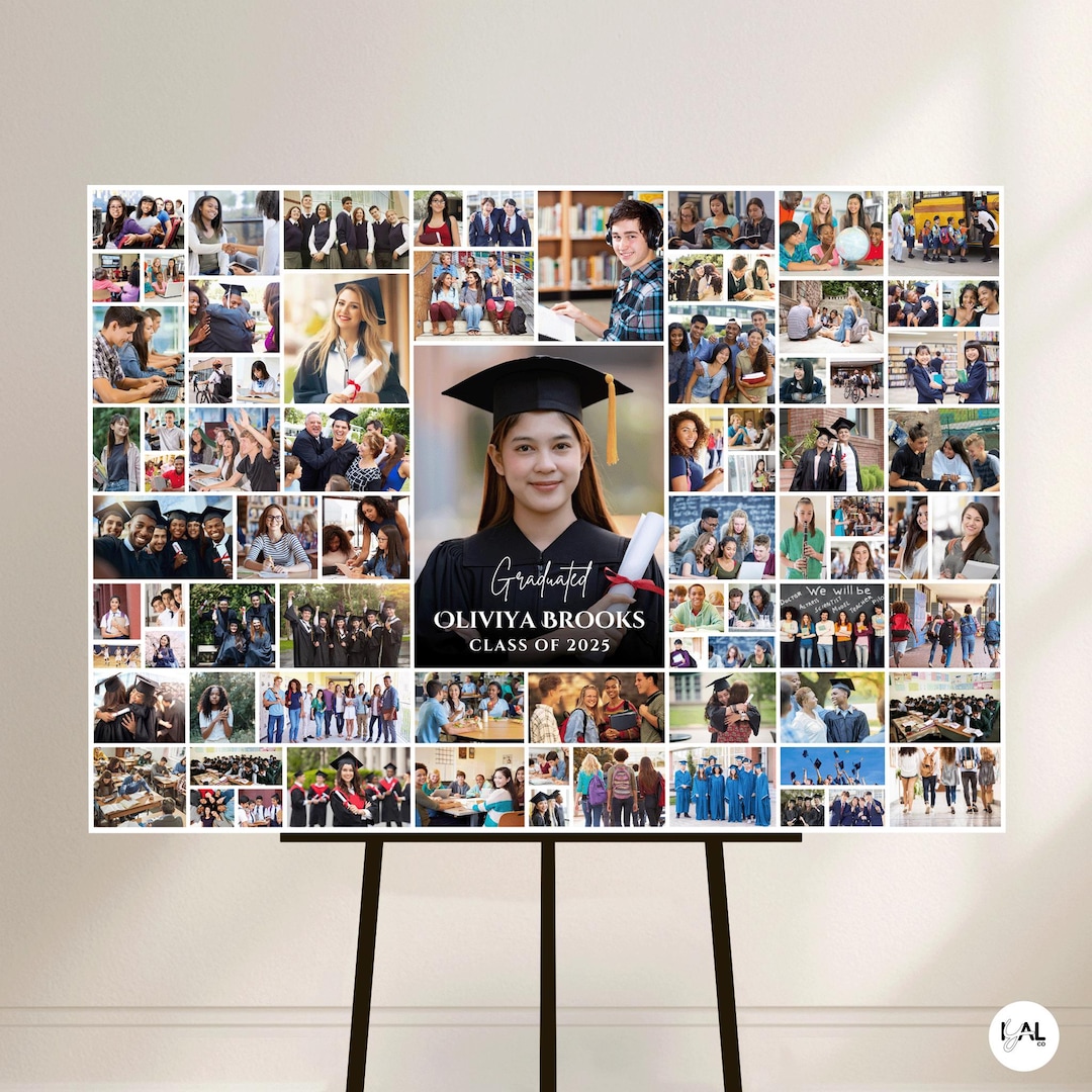 Graduation Photo Collage Examples Graduation Photo Collage Template, Senior Memory Board (digital ...