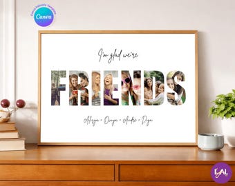 Druckbare Friends Foto-Collage Vorlage - 7 Foto Leinwand Wandkunst