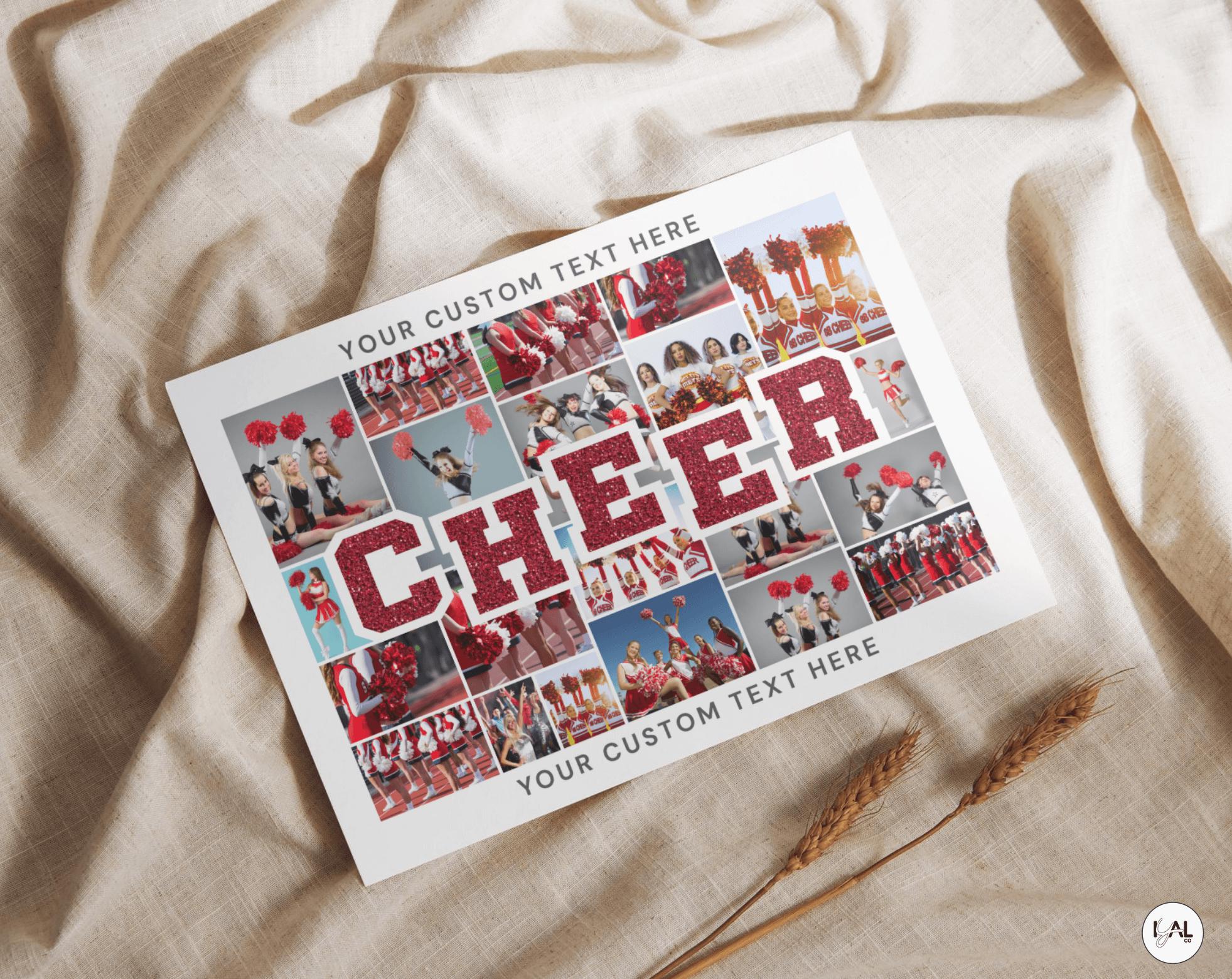 Red Glitter Cheer Competition Poster Template, Game Day Cheer Photo ...