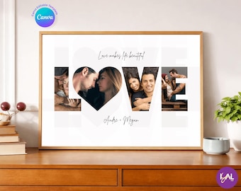 Valentine's Day Photo Collage Template | Canva LOVE Printable Editable