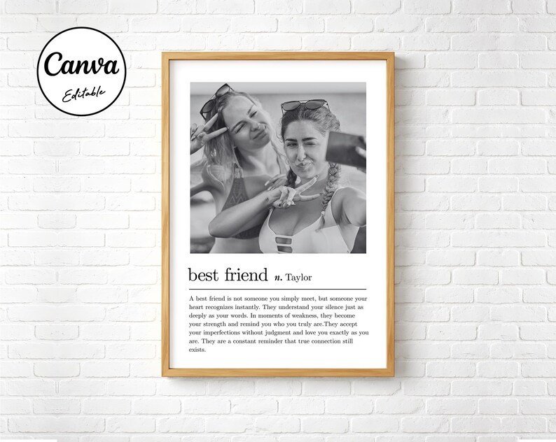 Friend Definition Print | Personalized Friendship Gift (canva Editable ...