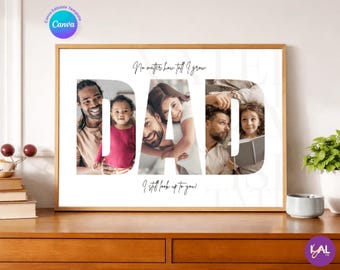DAD Photo Collage Canva Template, Editable Father's Day Dad Gift Poster