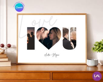 Photo Collage Poster I Love You | Personalized Couple Gift Valentine's Day Canva Template