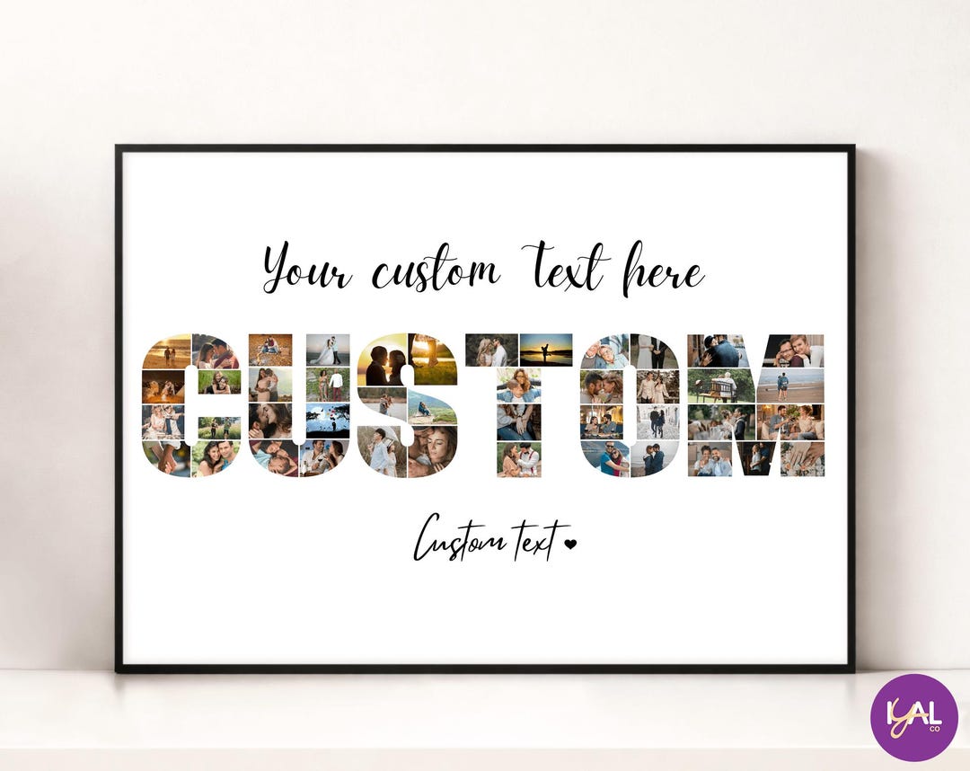 Custom Text Photo Collage, Personalised Text Picture Collage, Photo ...