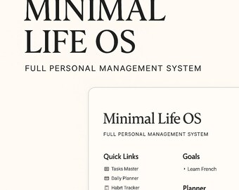 Minimal Life OS Notion Template | All-in-One Personal Planner (Digital Download)
