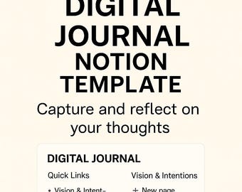 Digital Journal Notion Template | Mood Tracker, Prompts (Digital Download)