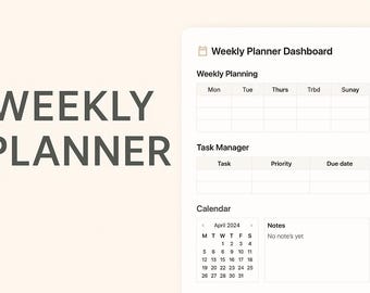 Minimalist Weekly Planner Notion Template | Productivity Dashboard (Digital Download)