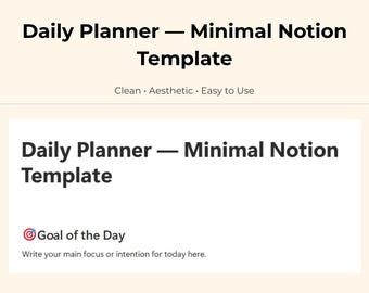 Minimal Daily Planner Notion Template – Routine Tracker (Digital Download)