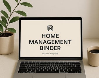 Home Management Binder OS Notion Template | Cleaning Schedule, Bills Tracker, Maintenance Log, Household Planner