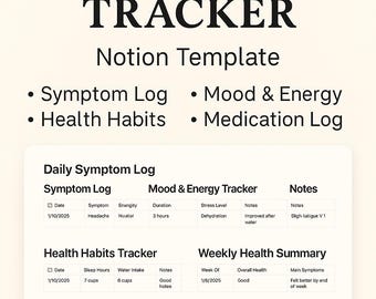 Health & Symptoms Tracker Notion Template | Wellness Journal