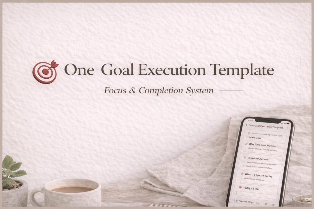 One Goal Execution Template | Focus & Completion System | Minimal ...