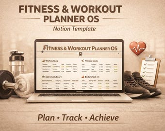 Notion Fitness & Workout Planner OS / Exercise Tracker (download digitale)