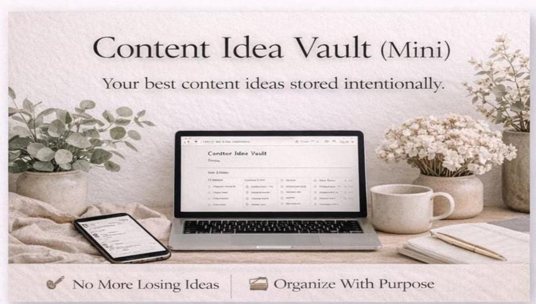 Content Idea Vault Notion Template | Organized Creator Planner (digital ...