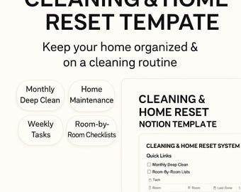 Home Cleaning Notion Template | Daily & Deep Clean Tracker (Digital Download)