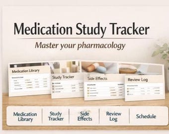 Medication Study Tracker | Pharmacology, Nursing Student Organizer (Digital Download)