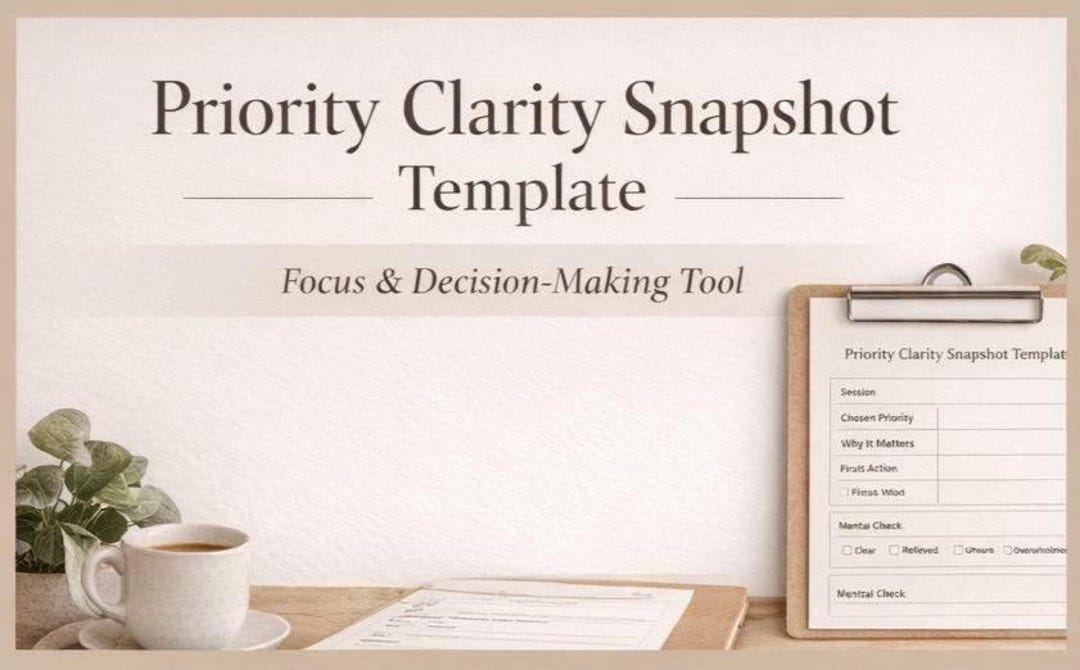 Priority Clarity Snapshot Template | Focus & Decision Making Tool - Etsy