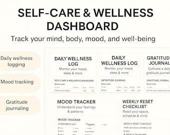 Self-Care Notion Template | Wellness Dashboard, Mood Tracker (Digital Download)