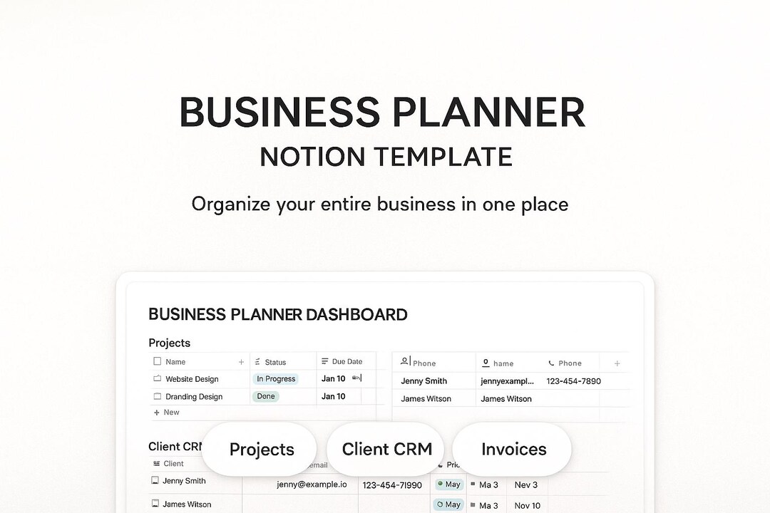 Small Business Planner Notion Template | Client CRM (digital Download ...