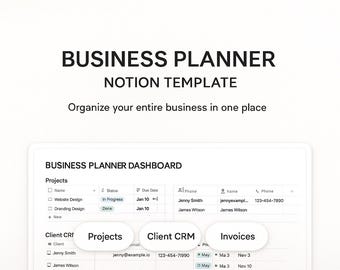 Small Business Planner Notion Template | Client CRM (Digital Download)