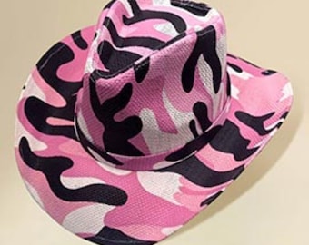 Camouflage Print Woven Western Cowboy Hat