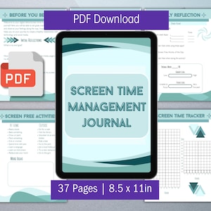 Screen Time Management Journal, Digital Detox Workbook (PDF Download)