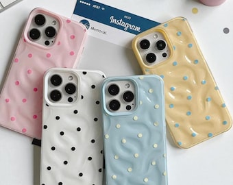 Polka Dot iPhone Case: Soft Silicone, Wavy Texture
